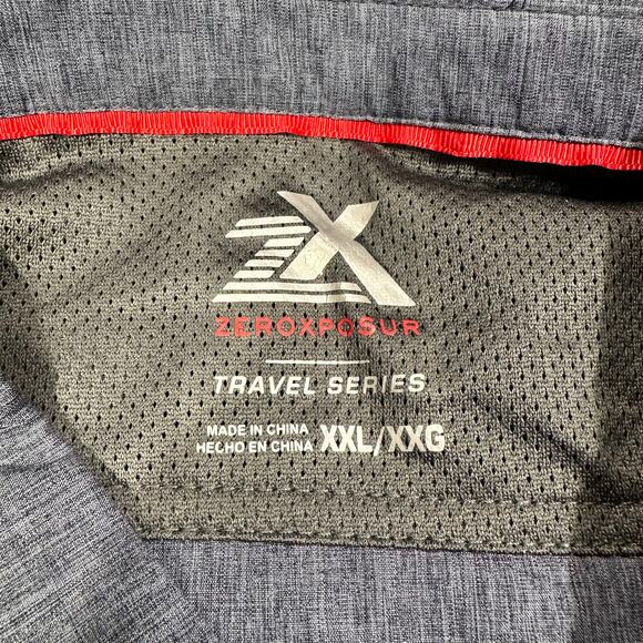ZeroXposur Travel Series Heather Navy Short Sleeve Button Up Shirt Size XXL NWT - Picture 6 of 7